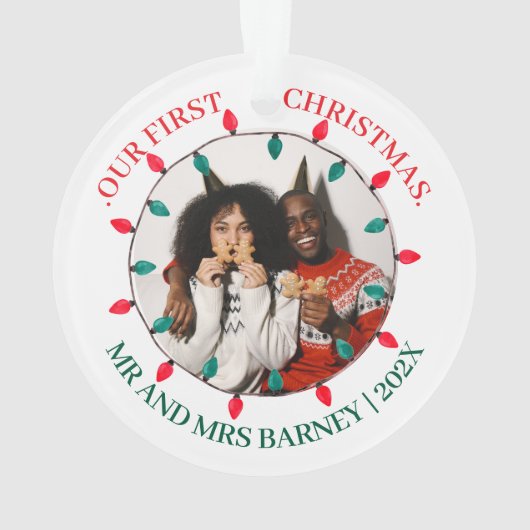 Our first Christmas Mr. and Mrs. newlywed elegant Ornament (Rückseite)