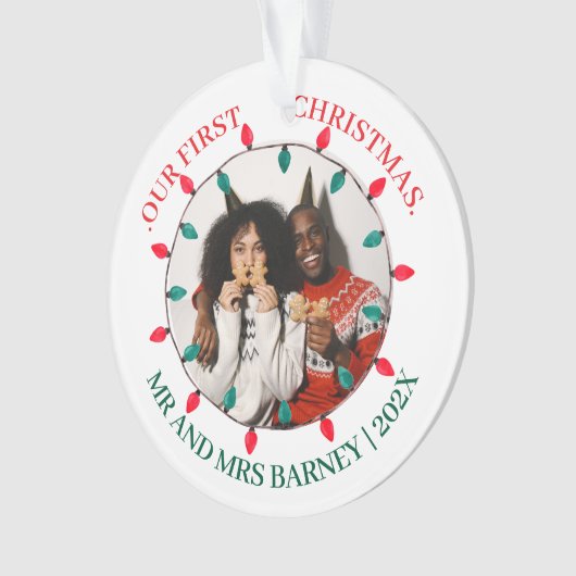 Our first Christmas Mr. and Mrs. newlywed elegant Ornament (Vorderseite)