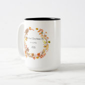 Our First Christmas Mr & Mrs 2026 Engagement Gift Zweifarbige Tasse (Vorderseite Links)