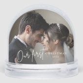 Our First Christmas Mr & Mrs Newlywed Photo Schneekugeln (Rückseite)