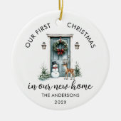 Our First Christmas New House Green Door Keramik Ornament (Vorne)