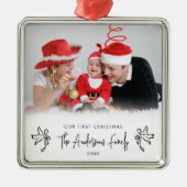 Our First Christmas New Parent Baby's Photo Ornament Aus Metall (Vorne)