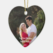 Our First Christmas Paar Foto von Ceramic Ornament (Links)