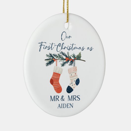 Our First Christmas | Personalized Holiday Keepsak Keramik Ornament (Rechts)