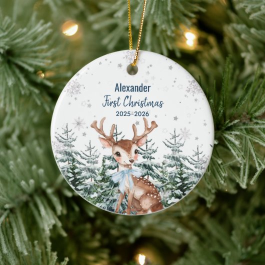 Our First Christmas | Personalized Holiday Keepsak Keramik Ornament (Baum)