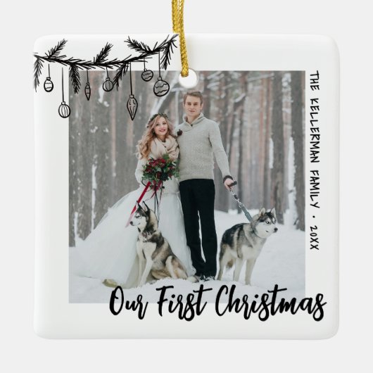 Our First Christmas Photo Keramikornament (Vorderseite)