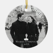 Our First Christmas Photo Personalized Name Year Keramik Ornament (Vorne)