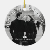 Our First Christmas Photo Personalized Name Year Keramik Ornament (Hinten)