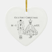 Our First Christmas Photo Wedding Dress Suit Cute Keramik Ornament (Vorne)