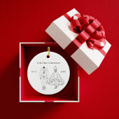 Our First Christmas Photo Wedding Dress Suit Cute Keramik Ornament