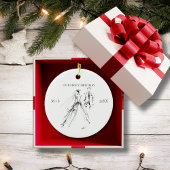 Our First Christmas Photo Wedding Dress Suit Cute Keramik Ornament