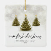 Our First Christmas Pine Tree Holiday Keramikornament (Rückseite)