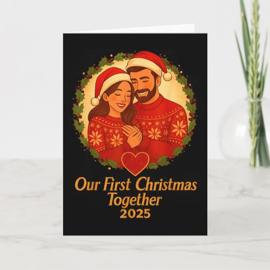 Our First Christmas Together 2025 Matching Couple Karte (Vorderseite)