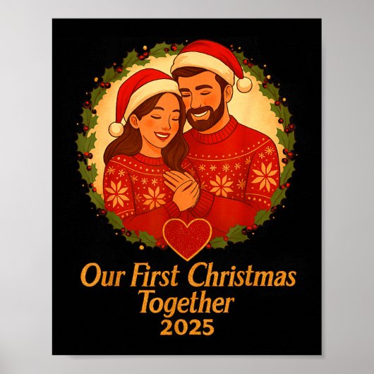 Our First Christmas Together 2025 Matching Couple  Poster (Vorne)