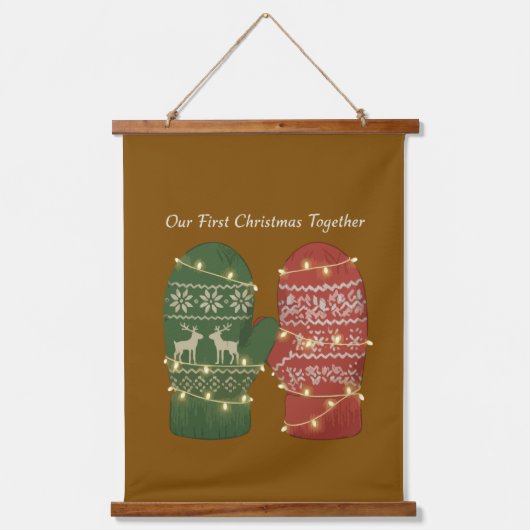 Our First Christmas Together Cozy Knitted  Wandteppich Mit Holzrahmen (Vorderseite)