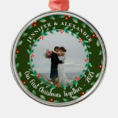 Our first christmas together holly photo ornament aus metall (Vorne)