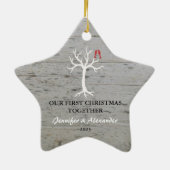 Our first Christmas together love birds tree Keramik Ornament (Hinten)