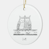 Our First Christmas Together Owl Paar Art Custom Keramik Ornament (Links)