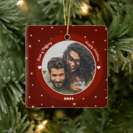 "Our first Christmas together". personalize Keramikornament (Baum)