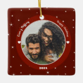 "Our first Christmas together". personalize Keramikornament (Vorderseite)