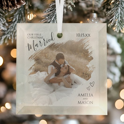 Our First Christmas Together Wedding Photo Ornament Aus Glas