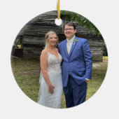 Our First Christmas Wedding Photo Mr Mrs Keramik Ornament (Hinten)