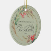 Our First Christmas Wedding Photo Mr Mrs Keramik Ornament (Rechts)