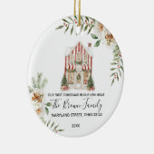 Our First Christmas Winter Custom House Address Keramik Ornament (Rechts)