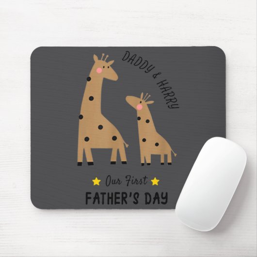 Our First Father's Day 2026, Funny Giraffe Gift Da Mousepad (Mit Mouse)