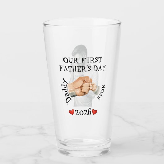 Our First Fathers Day Custom Photo Fist Bump Glas (Vorderseite)