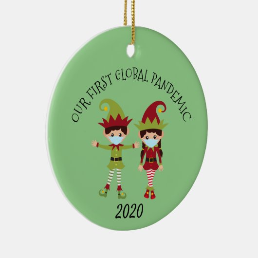 Our first Global Pandemic Elf 2020 With Name Keramik Ornament (Rechts)
