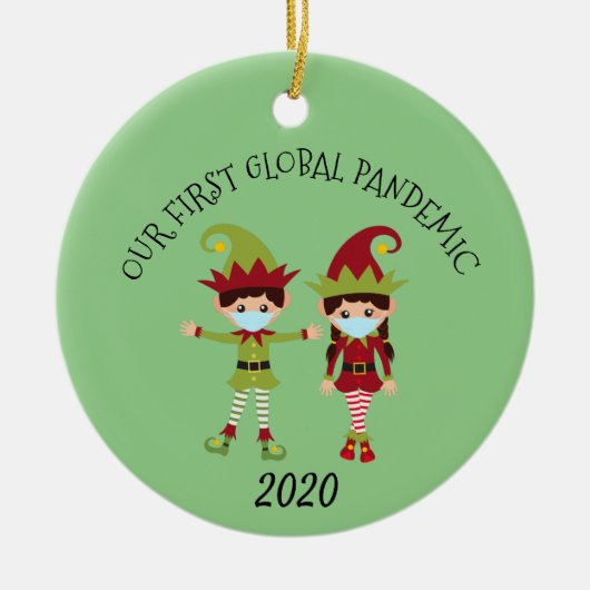 Our first Global Pandemic Elf 2020 With Name Keramik Ornament (Vorne)