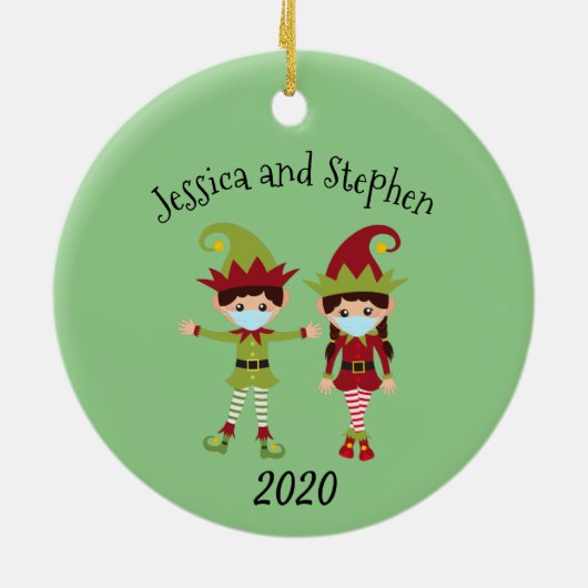 Our first Global Pandemic Elf 2020 With Name Keramik Ornament (Hinten)