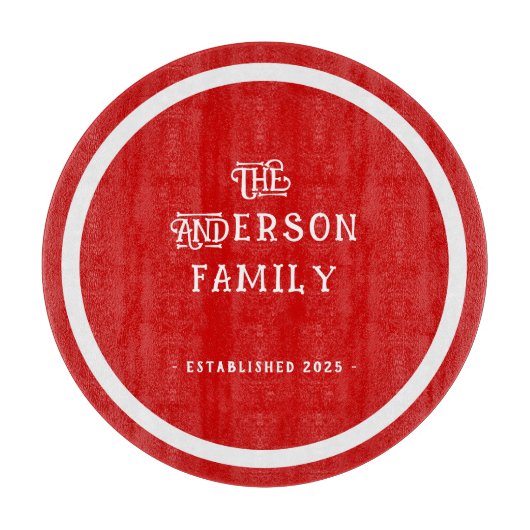 Our First Home Housewarming Typography Red White  Schneidebrett (Vorderseite)