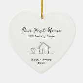 Our First Home Personalized Line Art New House Keramik Ornament (Vorne)