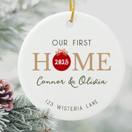 Our First Home Personalized Names Address Year Keramik Ornament
