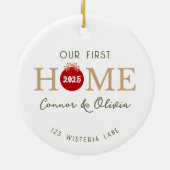 Our First Home Personalized Names Address Year Keramik Ornament (Hinten)