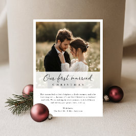 Our First Married Christmas Elegant Script Photo Feiertagskarte