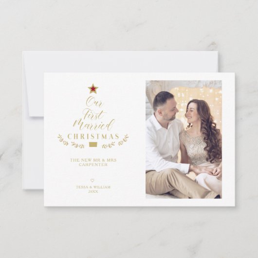 Our First Married Christmas Quote Newlyweds Photo (Vorderseite)