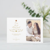 Our First Married Christmas Quote Newlyweds Photo (Stehend Vorderseite)