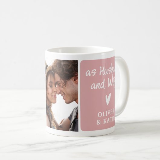 Our First Married Valentines Photo Collage Kaffeetasse (VorderseiteRechts)