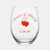Our First Valentine’s Day as Mr & Mrs Personalized Weinglas Ohne Stiel (Rückseite)