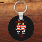 Our First Valentines Day As Mr And Mrs Engaged Cou Schlüsselanhänger (Vorderseite)