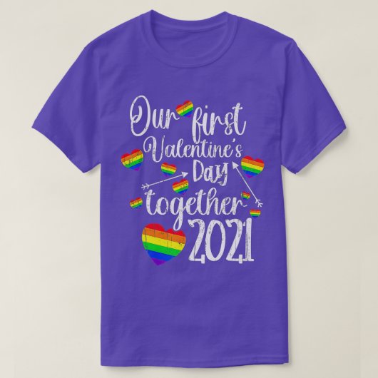 Our First Valentines Day ogether 2021 Gay Couple L T-Shirt (Design vorne)