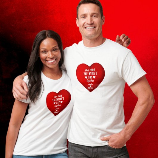 Our First Valentine's Day Together Red Heart T-Shirt
