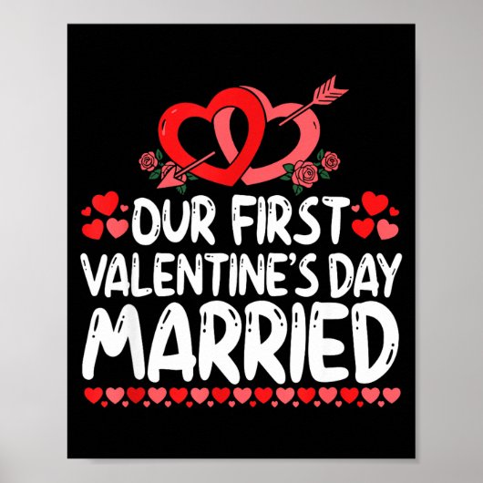 Our First Valentines Married Husband Wife  Poster (Vorne)