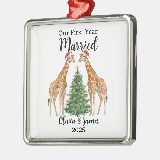 Our First Year Married Goose Custom Christmas Ornament Aus Metall (Links)