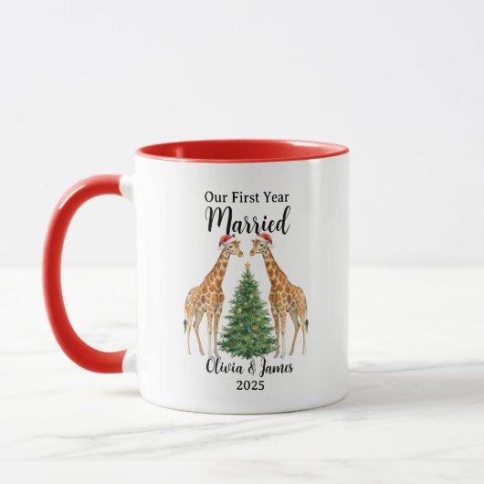 Our First Year Married Goose Custom Christmas Tasse (Links)