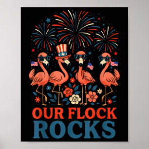 Our Flock Rocks Patriotischer Flamingo Für Männer, Poster