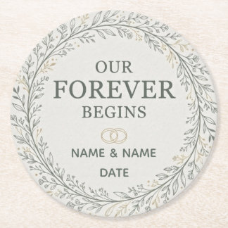 Our Forever Begins Romantic Marriage Proposal Runder Pappuntersetzer